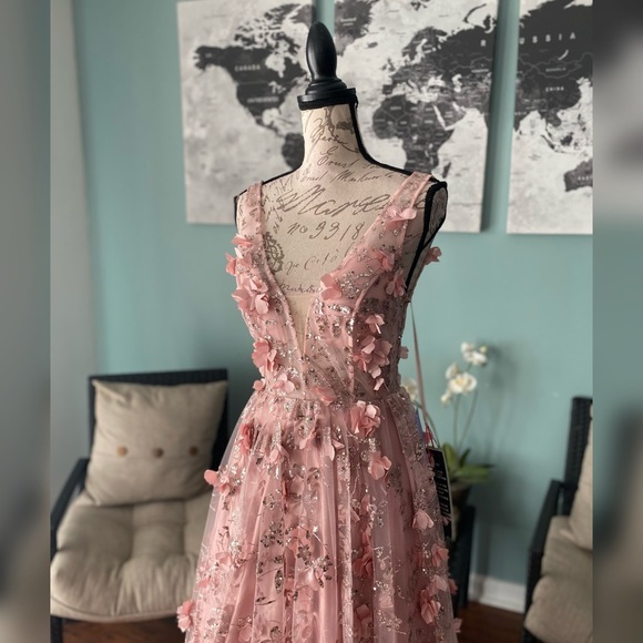 SOLD OUT Blush sparkly a line prom dress, ball gown or non traditional - Picture 3 of 5